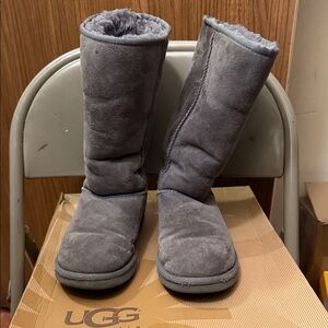 UGG Charcoal Plush-Lined Boots